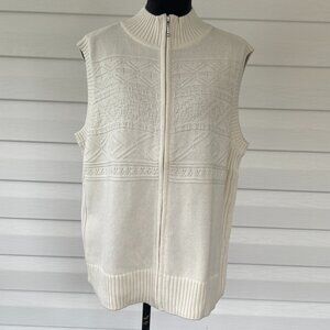 NWT CJ BANKS Ivory Jacquaard rd Pattern Vest 2X